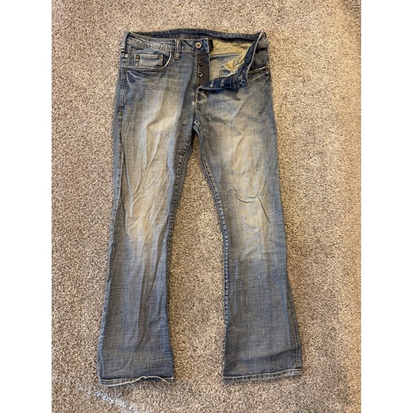 Buffalo David Bitton Other - Buffalo Jeans Mens 34 Blue King Slim Bootcut Stretch Distressed Button Fly *